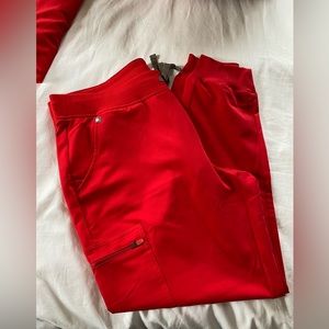 Brand New Figs Jogger Scrubs- Poppy Red